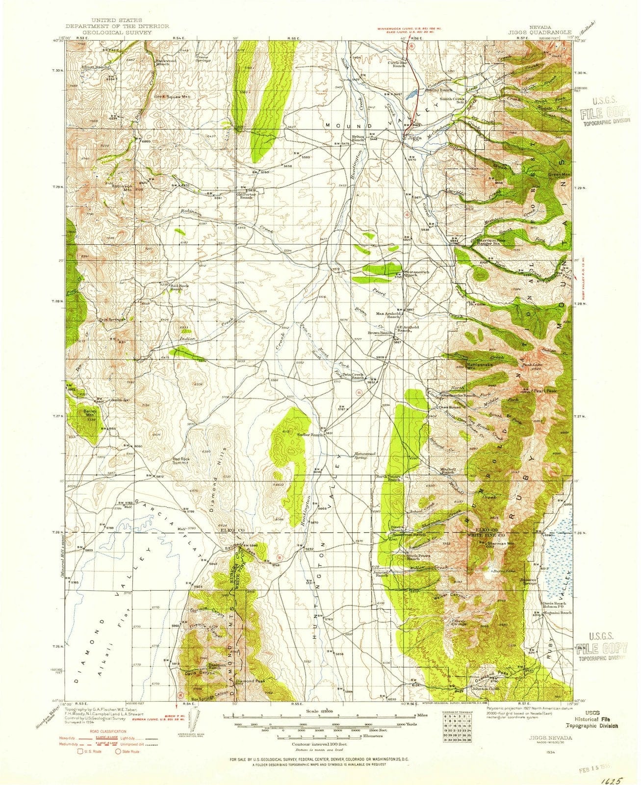 1934 Jiggs, NV - Nevada - USGS Topographic Map