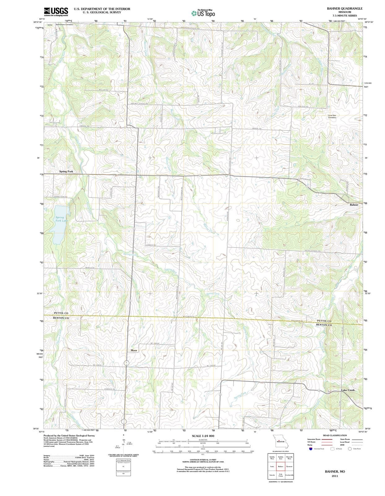 2011 Bahner, MO - Missouri - USGS Topographic Map