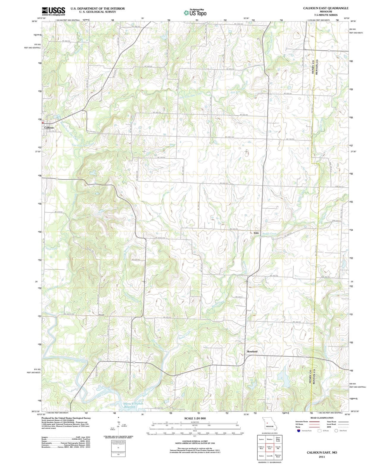 2011 Calhoun East, MO - Missouri - USGS Topographic Map