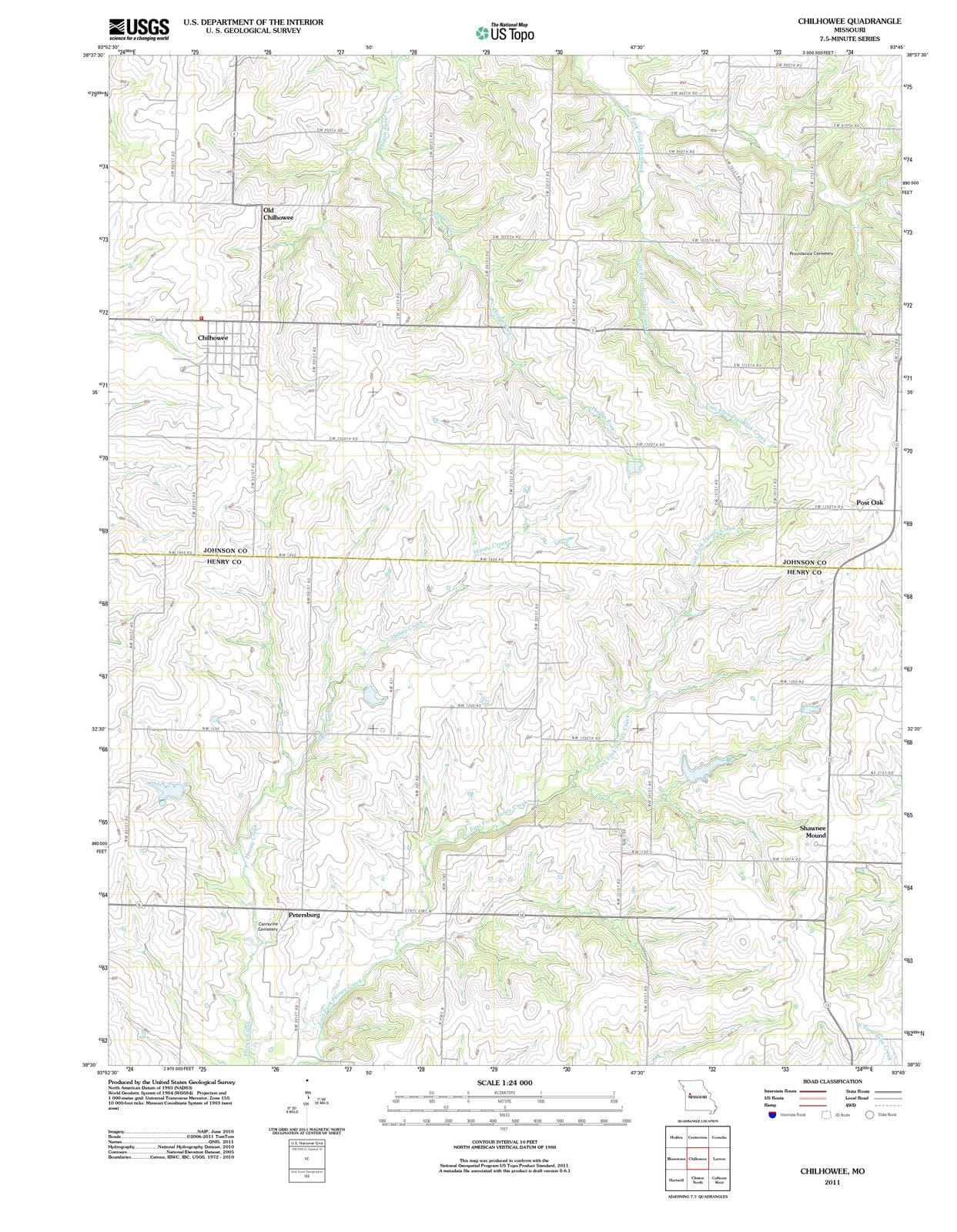 2011 Chilhowee, MO - Missouri - USGS Topographic Map