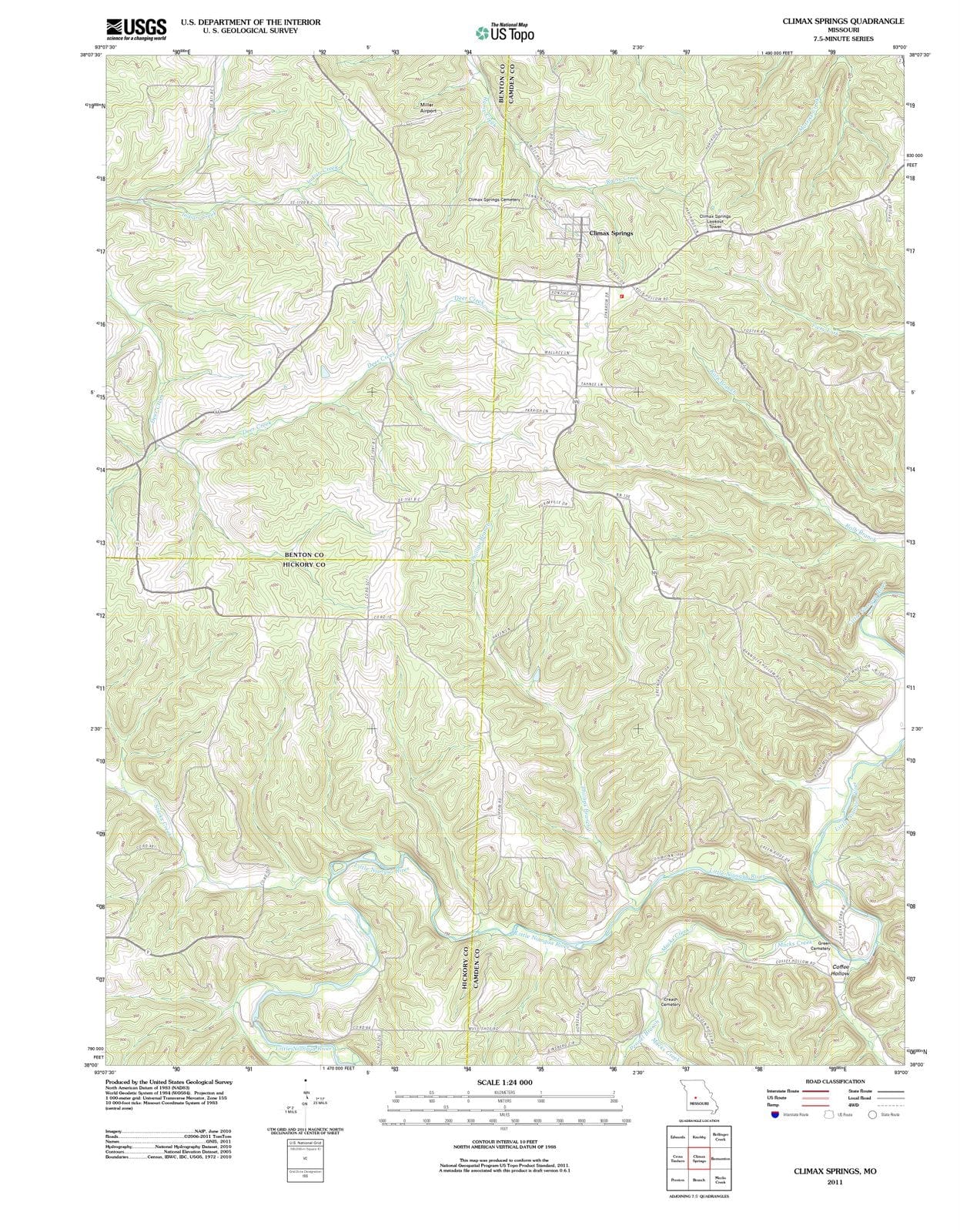 2011 Climax Springs, MO - Missouri - USGS Topographic Map