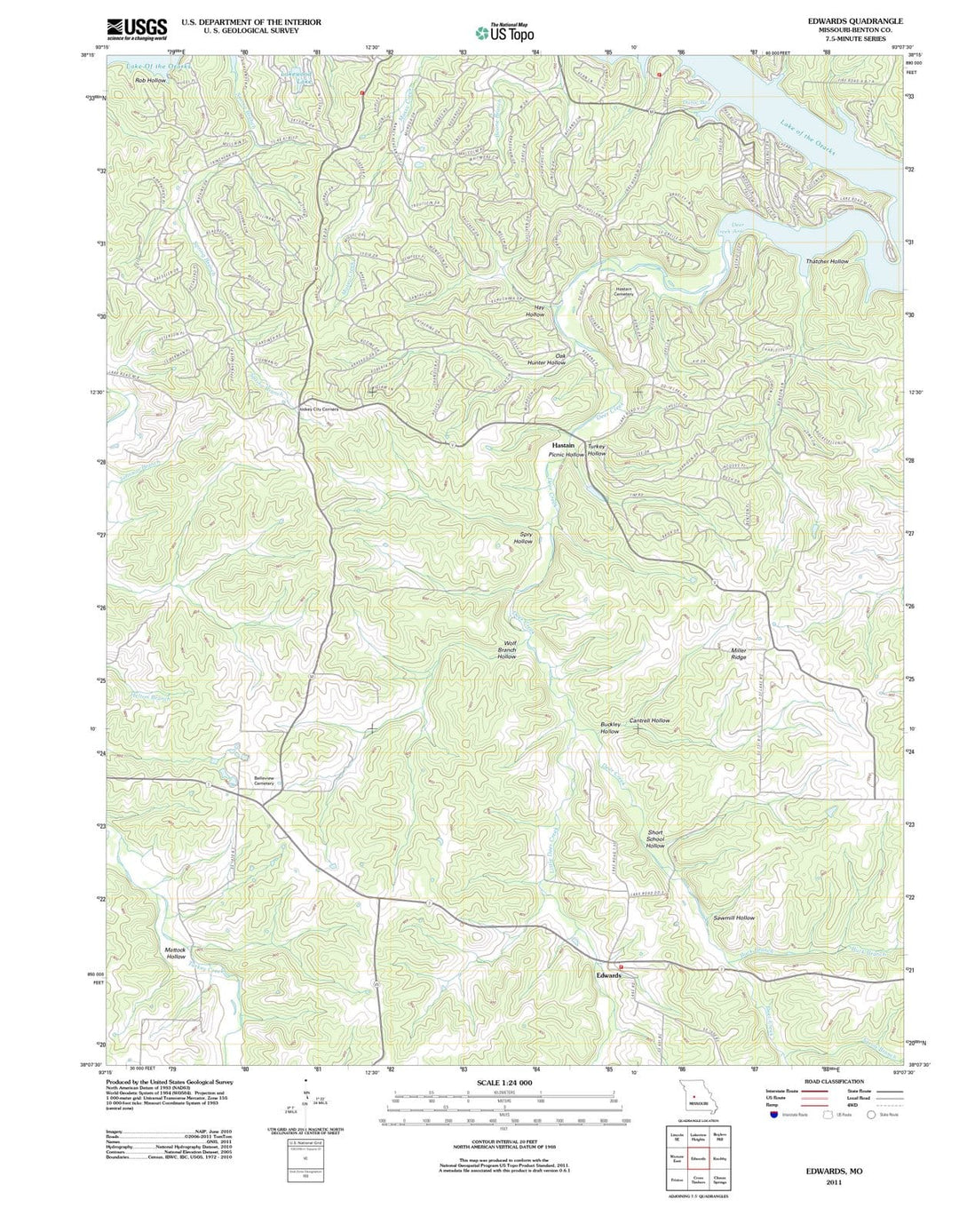 2011 Edwards, MO - Missouri - USGS Topographic Map