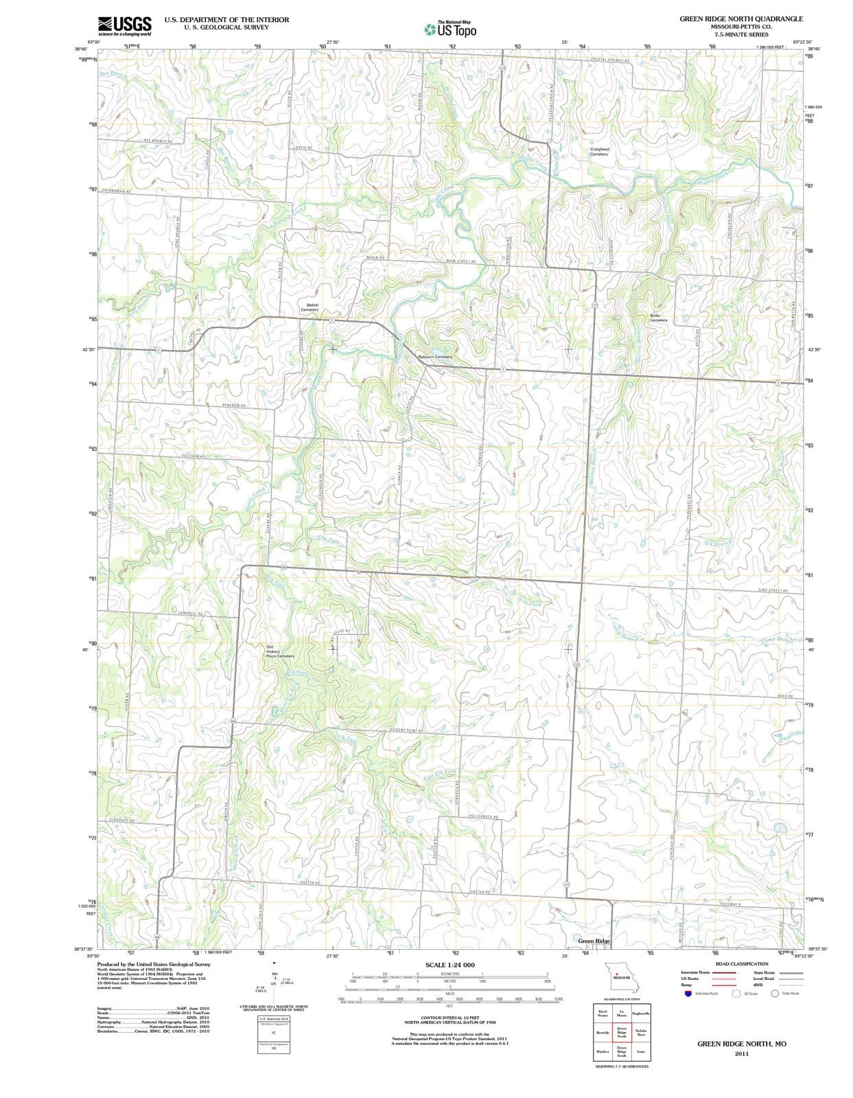2011 Green Ridge North, MO - Missouri - USGS Topographic Map