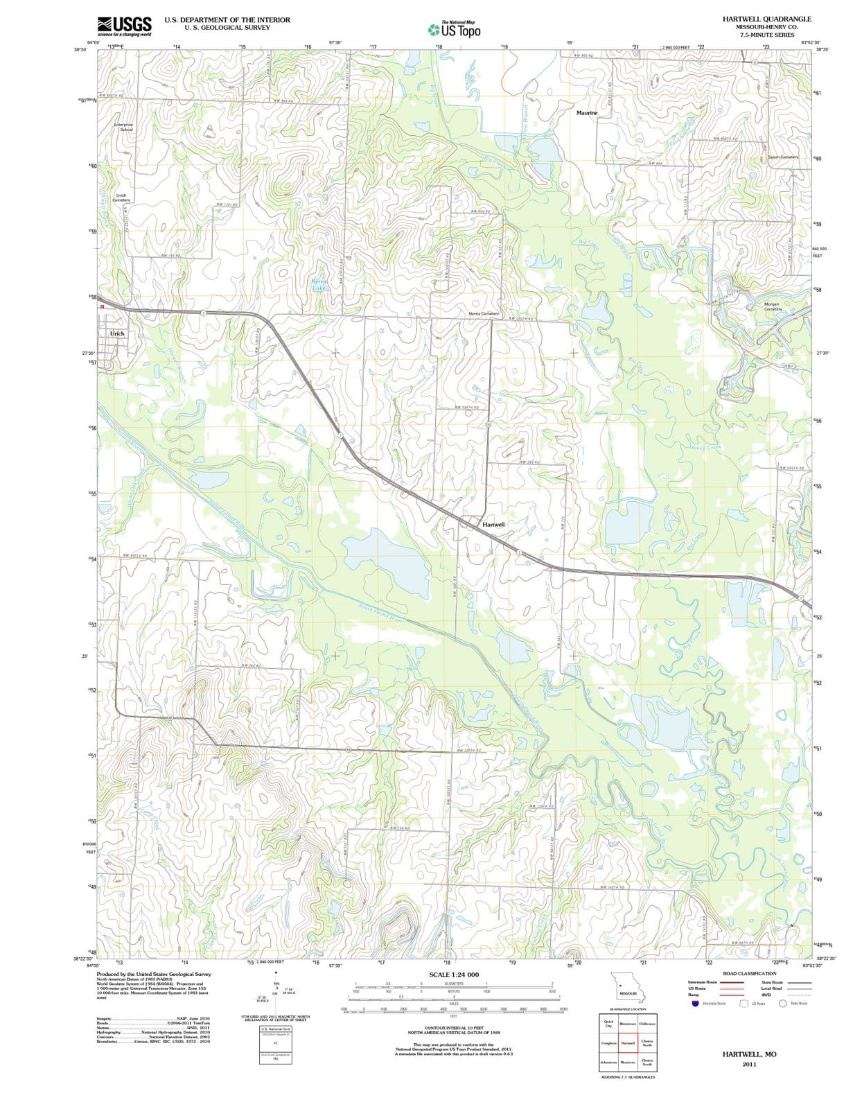 2011 Hartwell, MO - Missouri - USGS Topographic Map