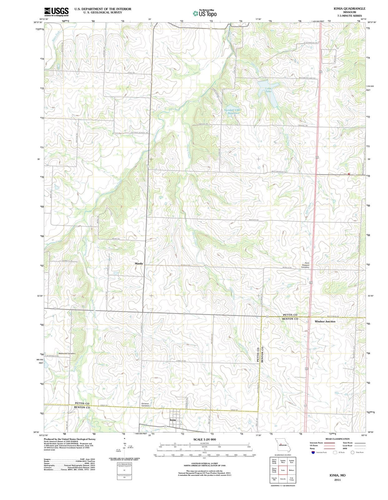 2011 Ionia, MO - Missouri - USGS Topographic Map