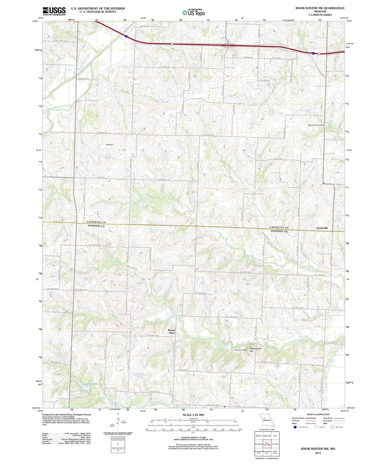 2011 Knob Noster, MO - Missouri - USGS Topographic Map v2