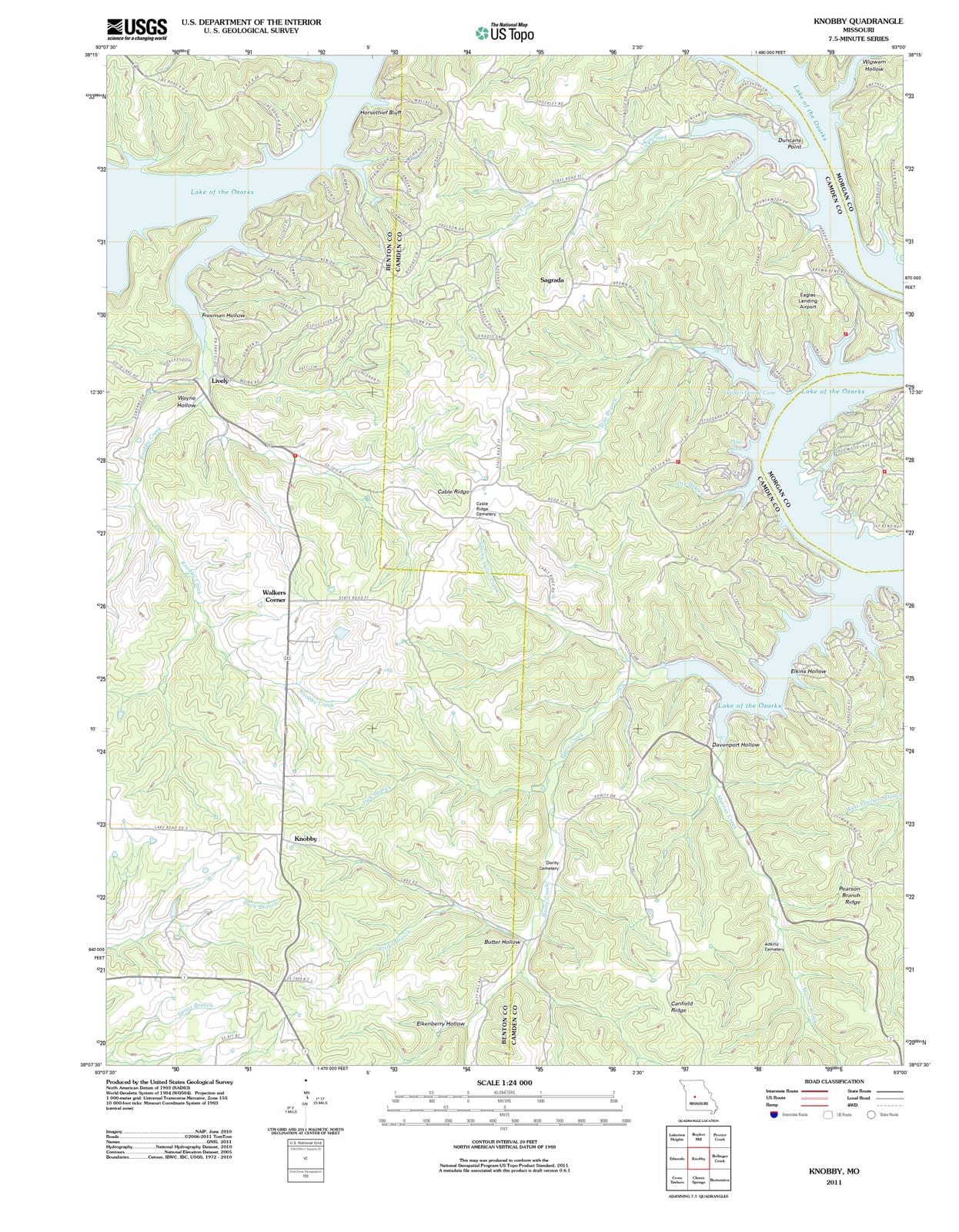 2011 Knobby, MO - Missouri - USGS Topographic Map
