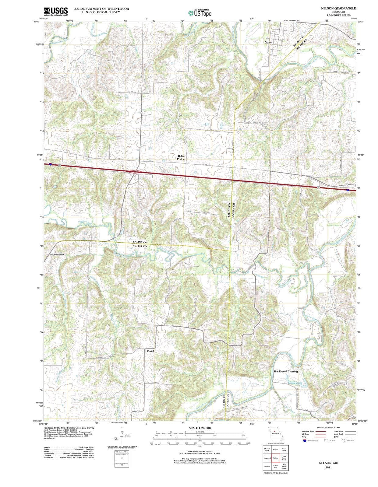 2011 Nelson, MO - Missouri - USGS Topographic Map