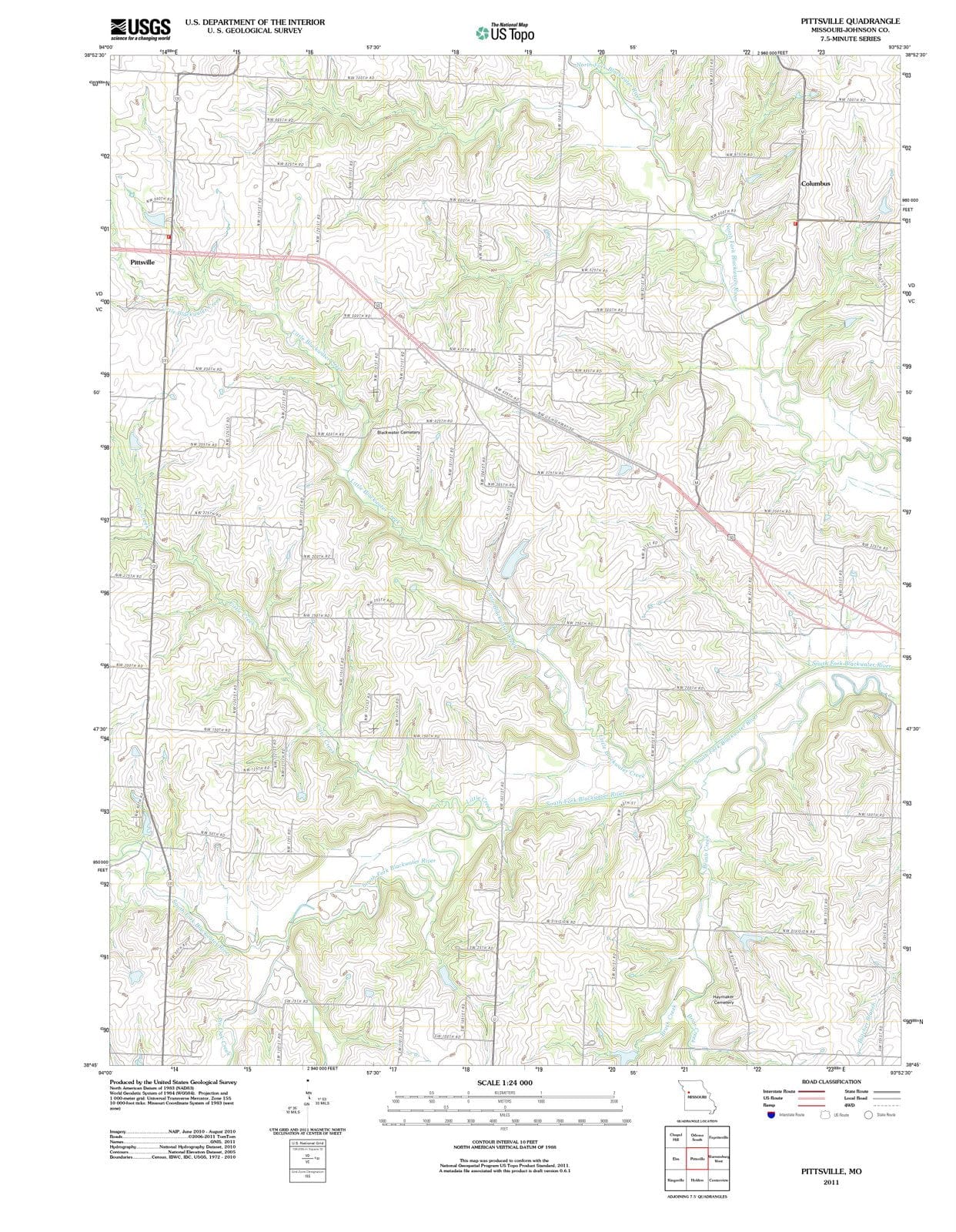 2011 Pittsville, MO - Missouri - USGS Topographic Map