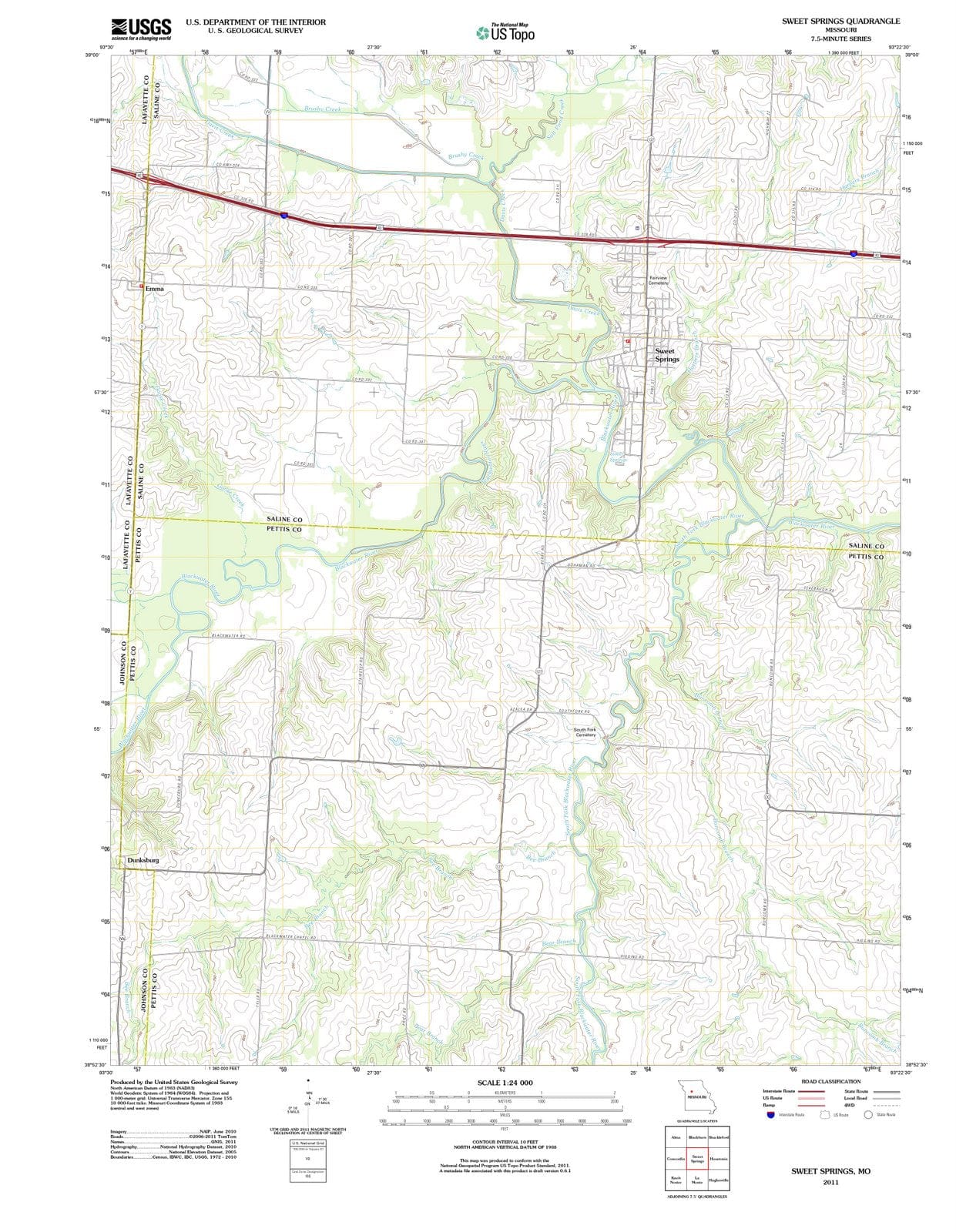 2011 Sweet Springs, MO - Missouri - USGS Topographic Map