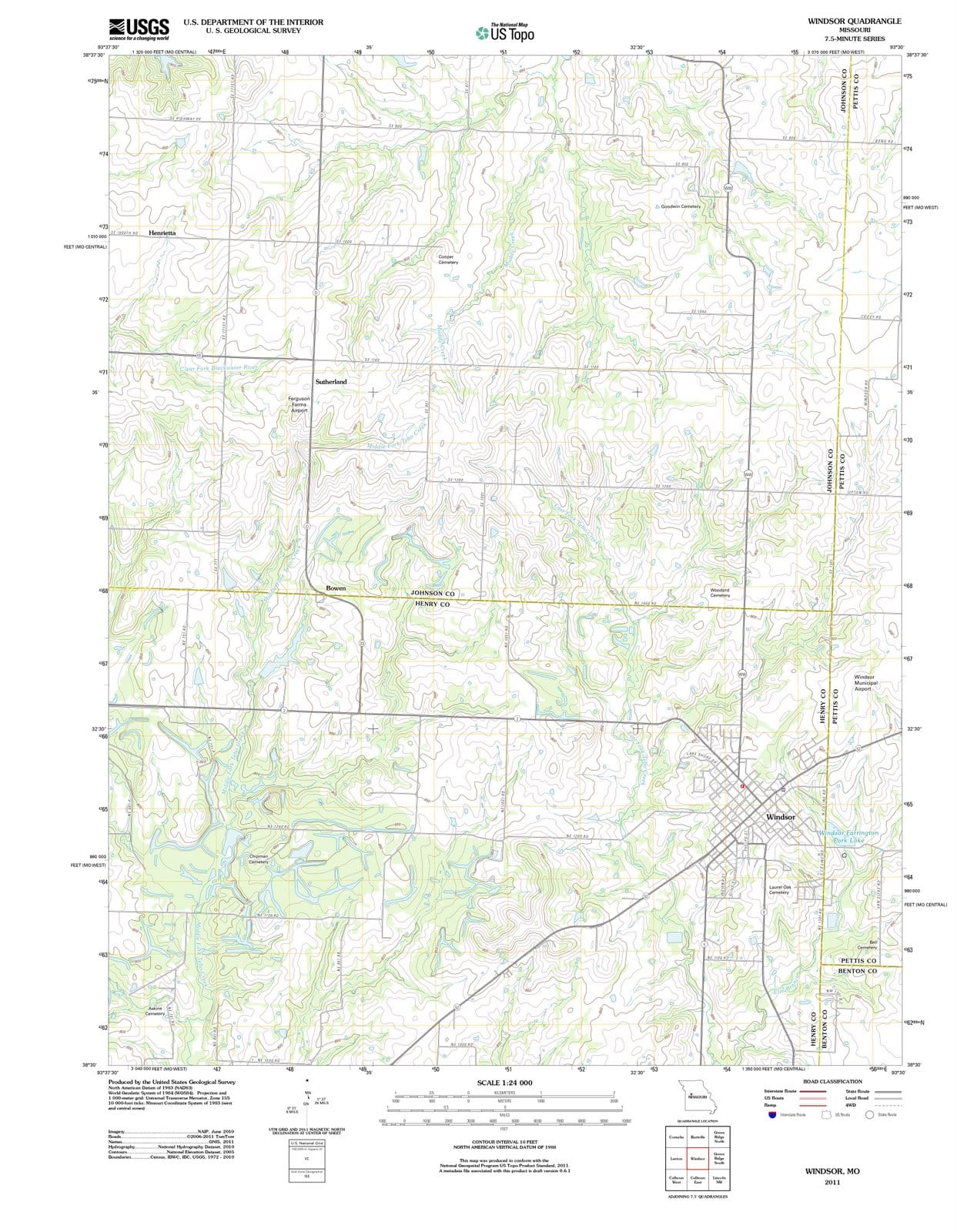2011 Windsor, MO - Missouri - USGS Topographic Map