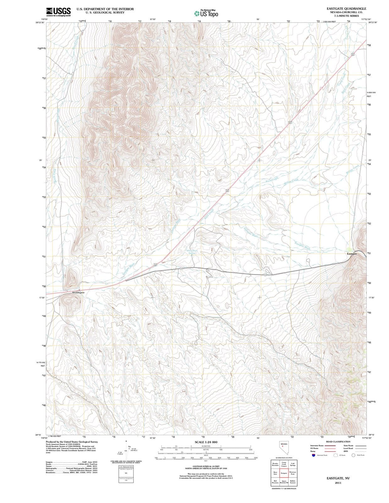 2011 Eastgate, NV - Nevada - USGS Topographic Map