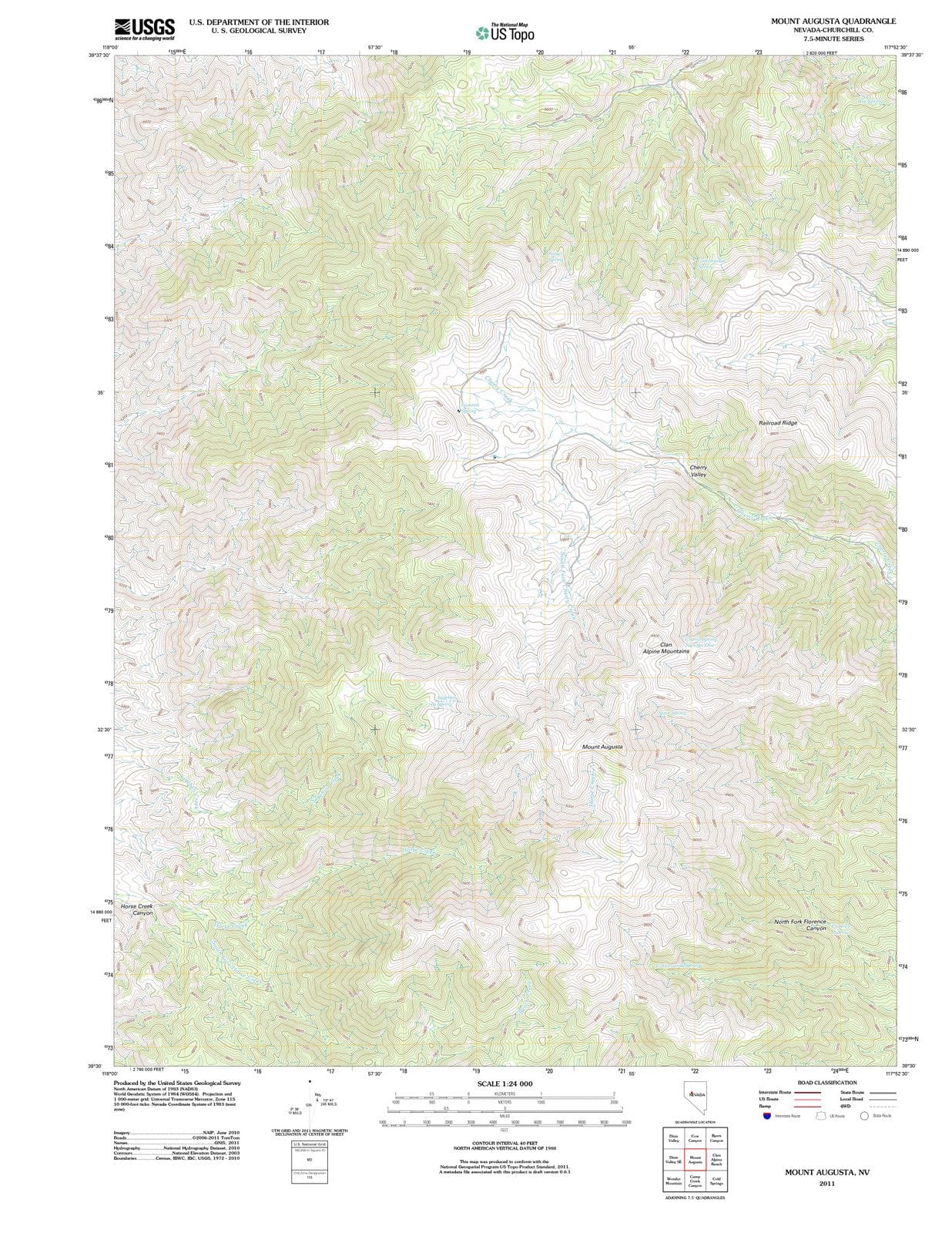2011 Mount Augusta, NV - Nevada - USGS Topographic Map