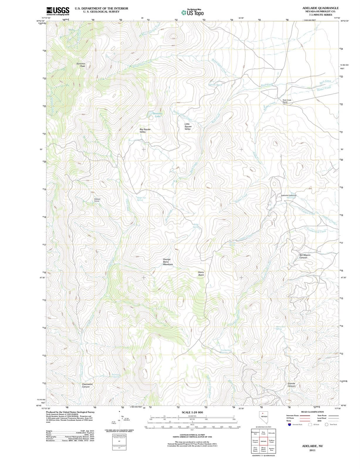 2011 Adelaide, NV - Nevada - USGS Topographic Map