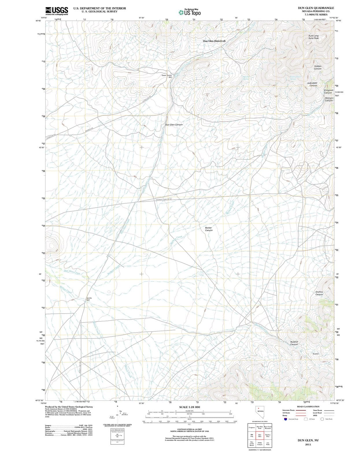2011 Dun Glen, NV - Nevada - USGS Topographic Map