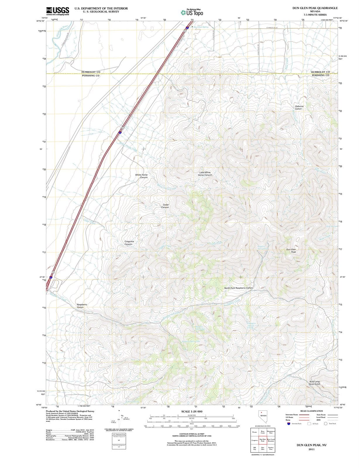 2011 Dun Glen Peak, NV - Nevada - USGS Topographic Map