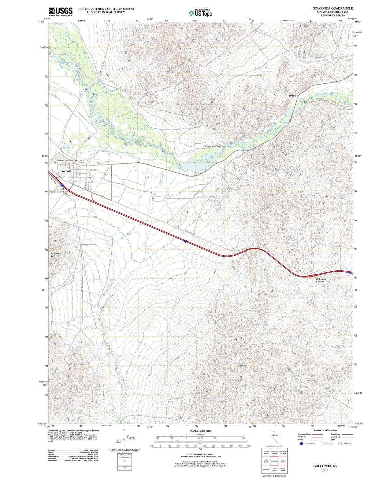2011 Golconda, NV - Nevada - USGS Topographic Map