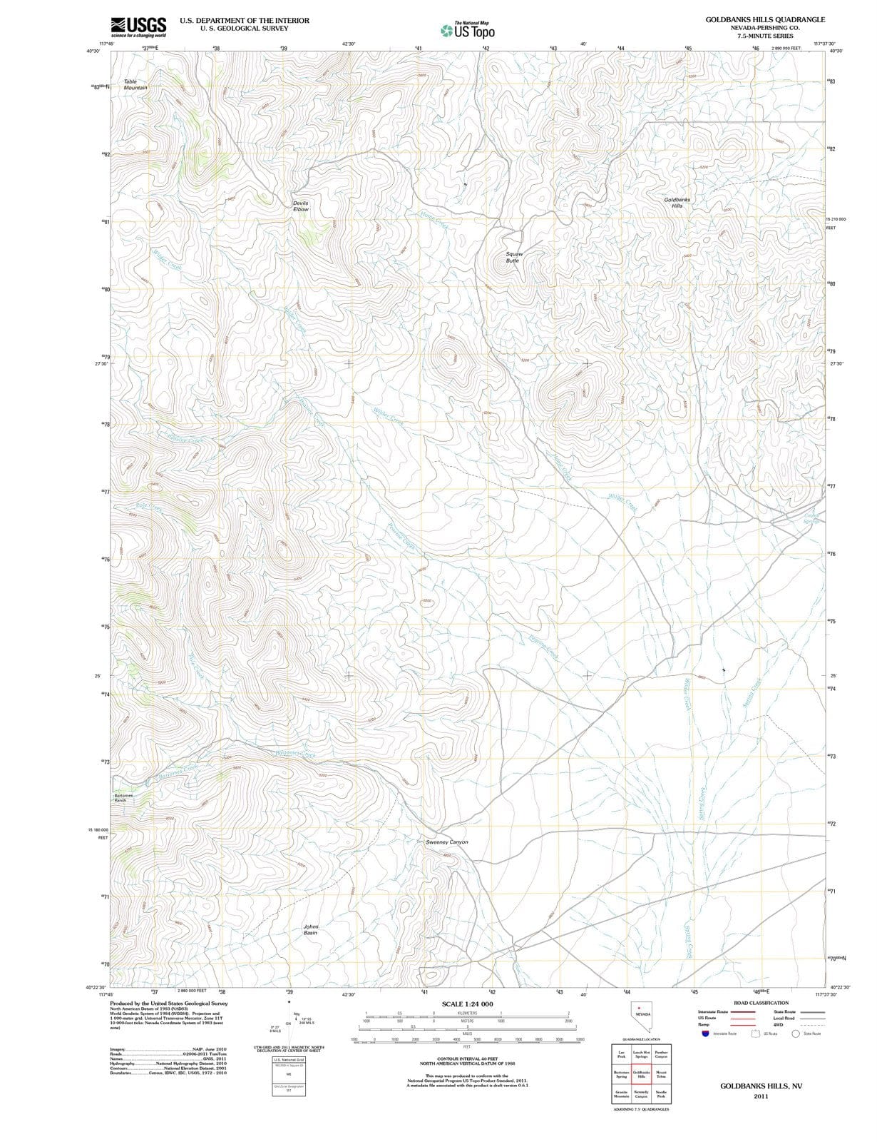 2011 Goldbanks Hills, NV - Nevada - USGS Topographic Map