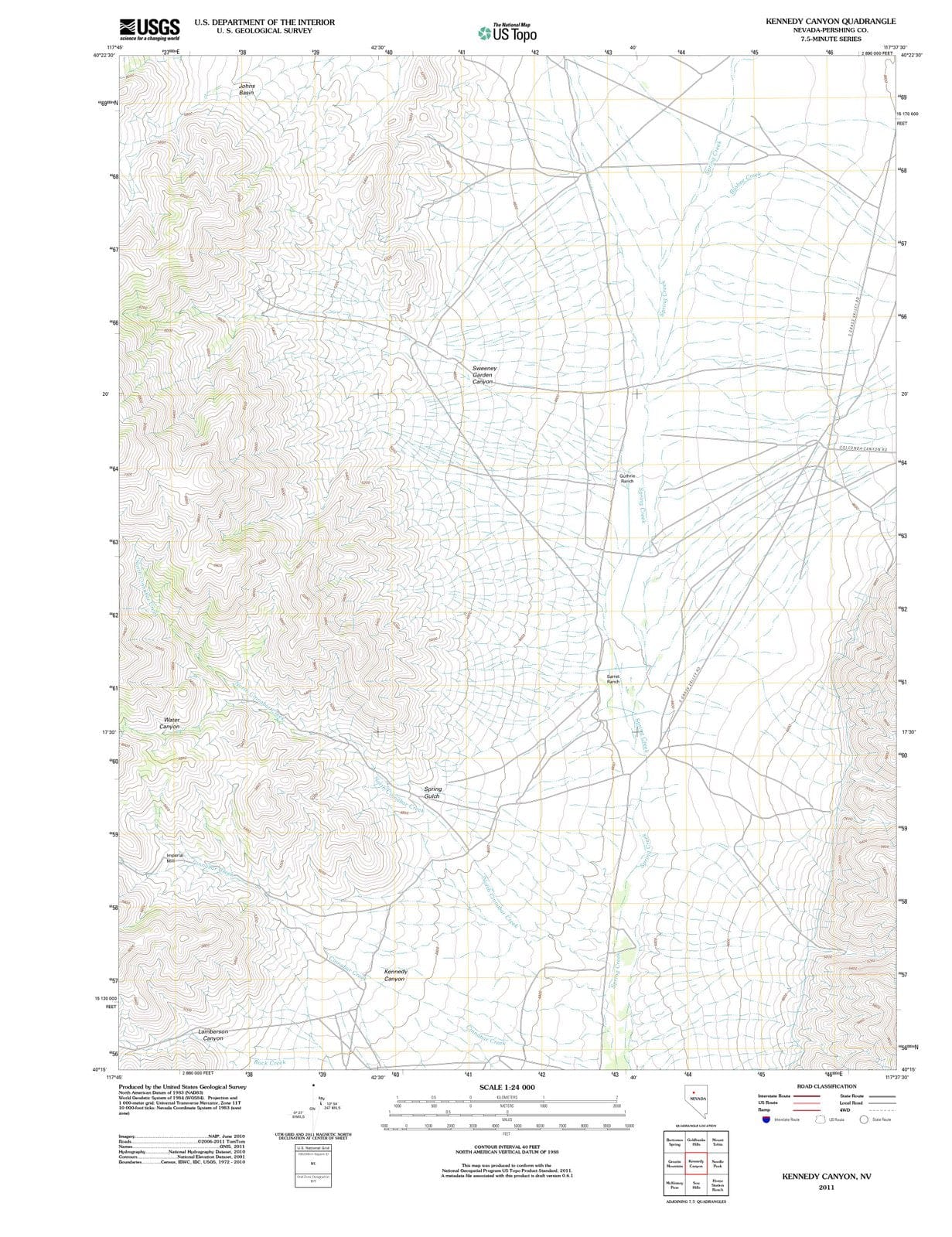 2011 Kennedy Canyon, NV - Nevada - USGS Topographic Map