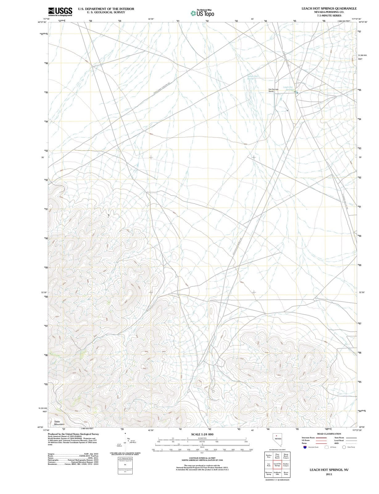 2011 Leach Hot Springs, NV - Nevada - USGS Topographic Map
