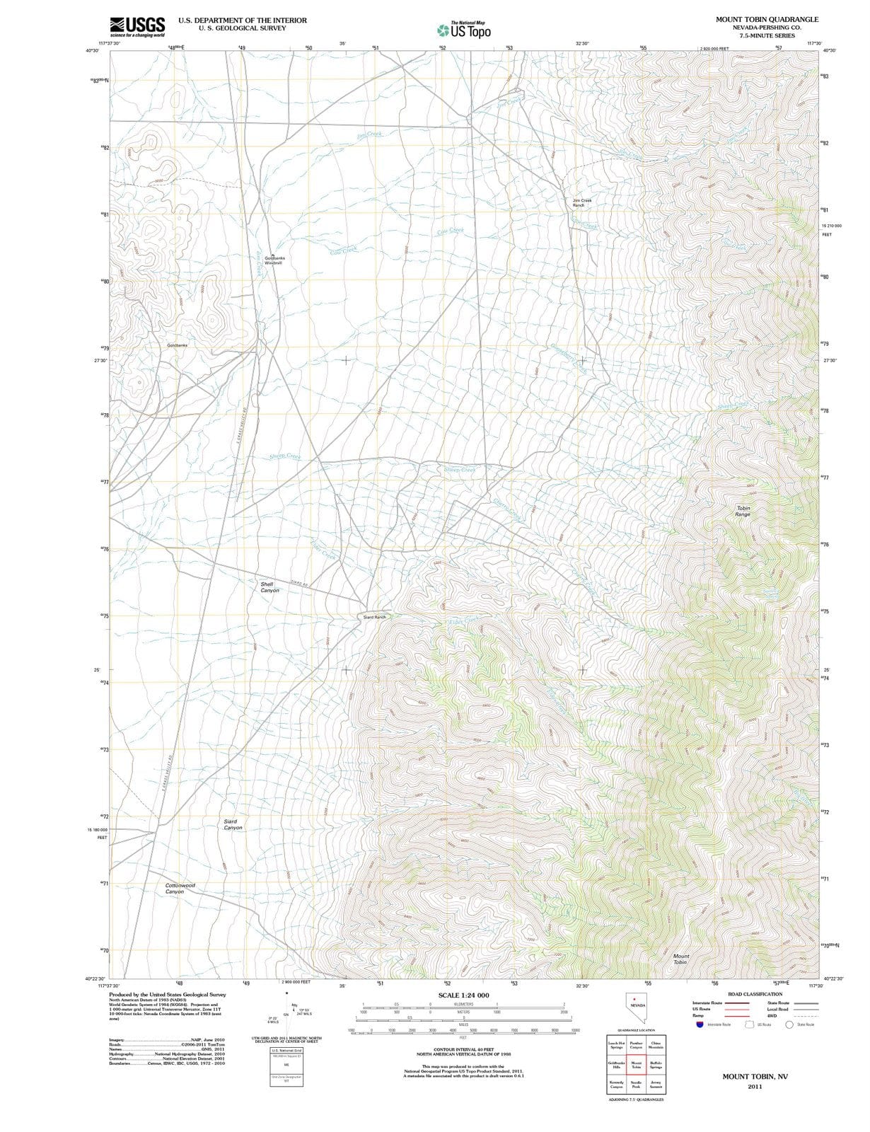 2011 Mount Tobin, NV - Nevada - USGS Topographic Map