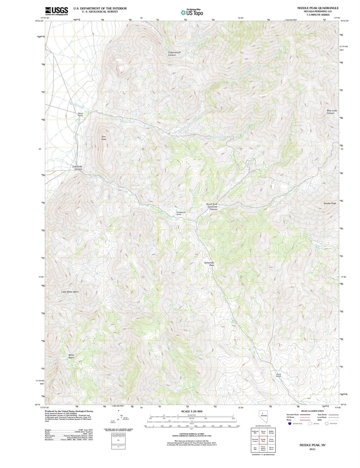 2011 Needle Peak, NV - Nevada - USGS Topographic Map
