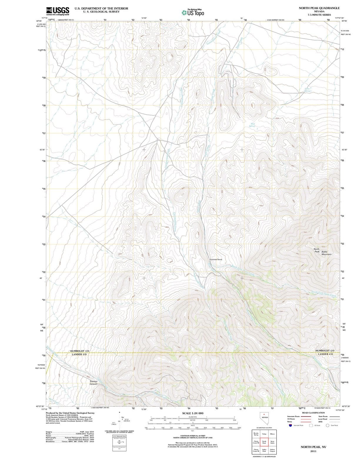 2011 North Peak, NV - Nevada - USGS Topographic Map