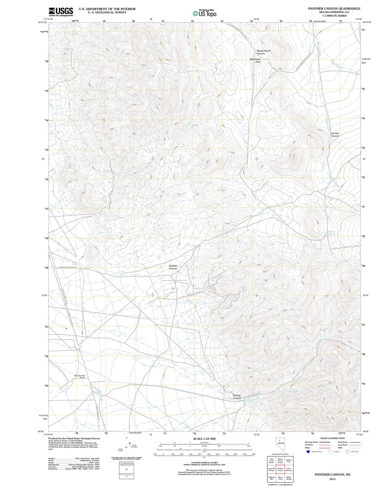 2011 Panther Canyon, NV - Nevada - USGS Topographic Map