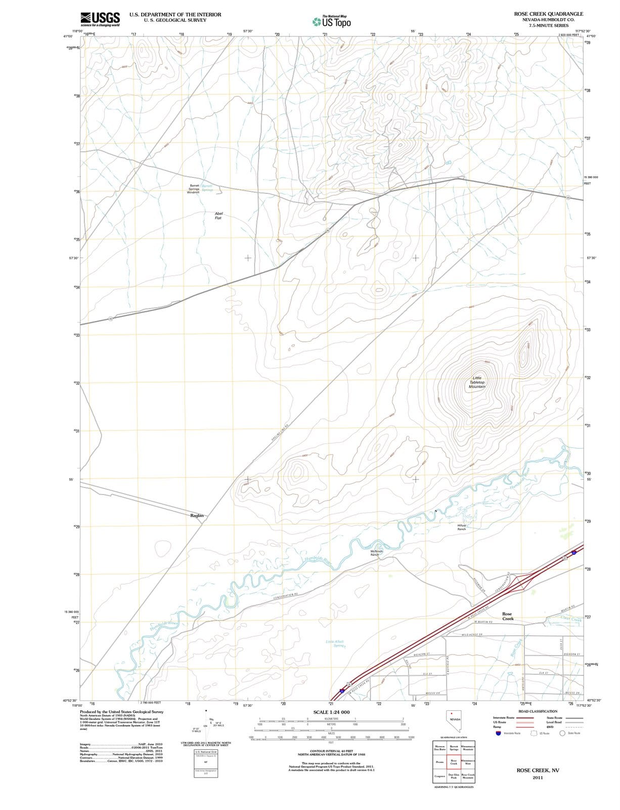 2011 Rose Creek, NV - Nevada - USGS Topographic Map