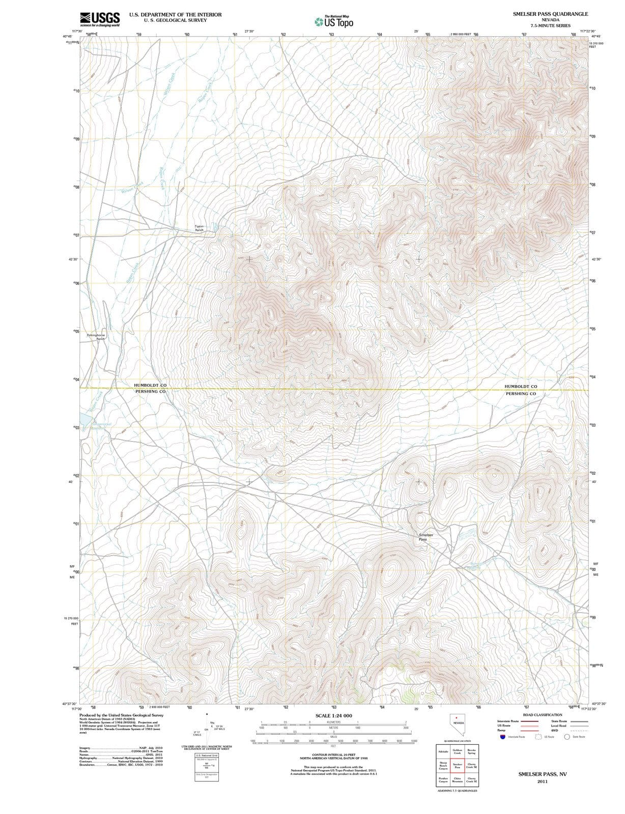 2011 Smelser Pass, NV - Nevada - USGS Topographic Map