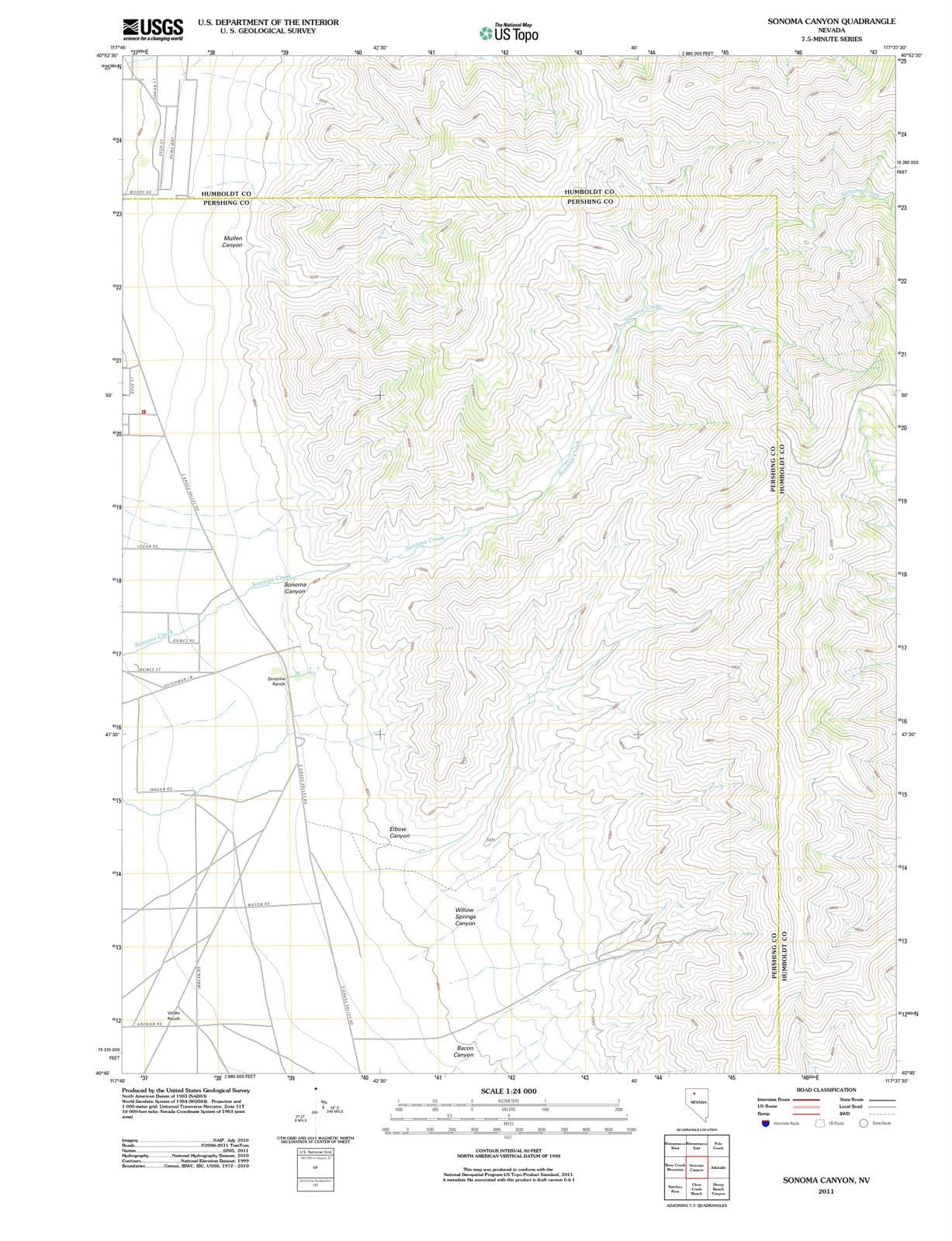 2011 Sonoma Canyon, NV - Nevada - USGS Topographic Map