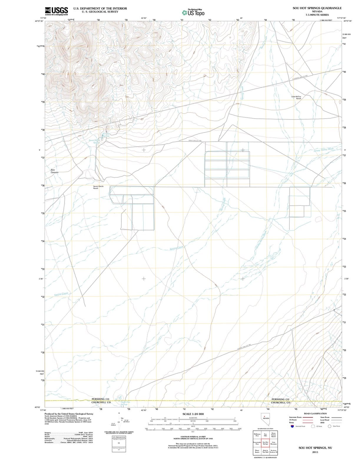 2011 Sou Hot Springs, NV - Nevada - USGS Topographic Map