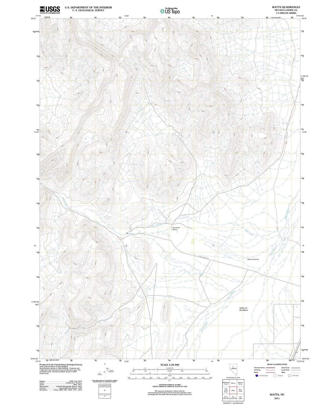 2011 Watts, NV - Nevada - USGS Topographic Map