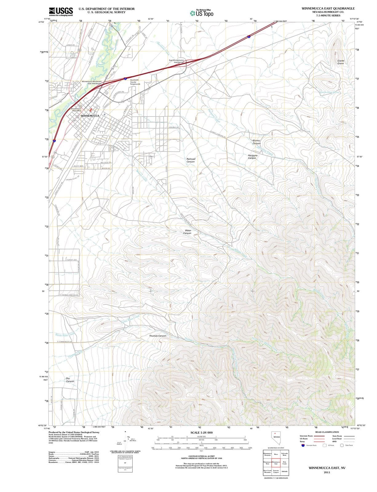 2011 Winnemucca East, NV - Nevada - USGS Topographic Map