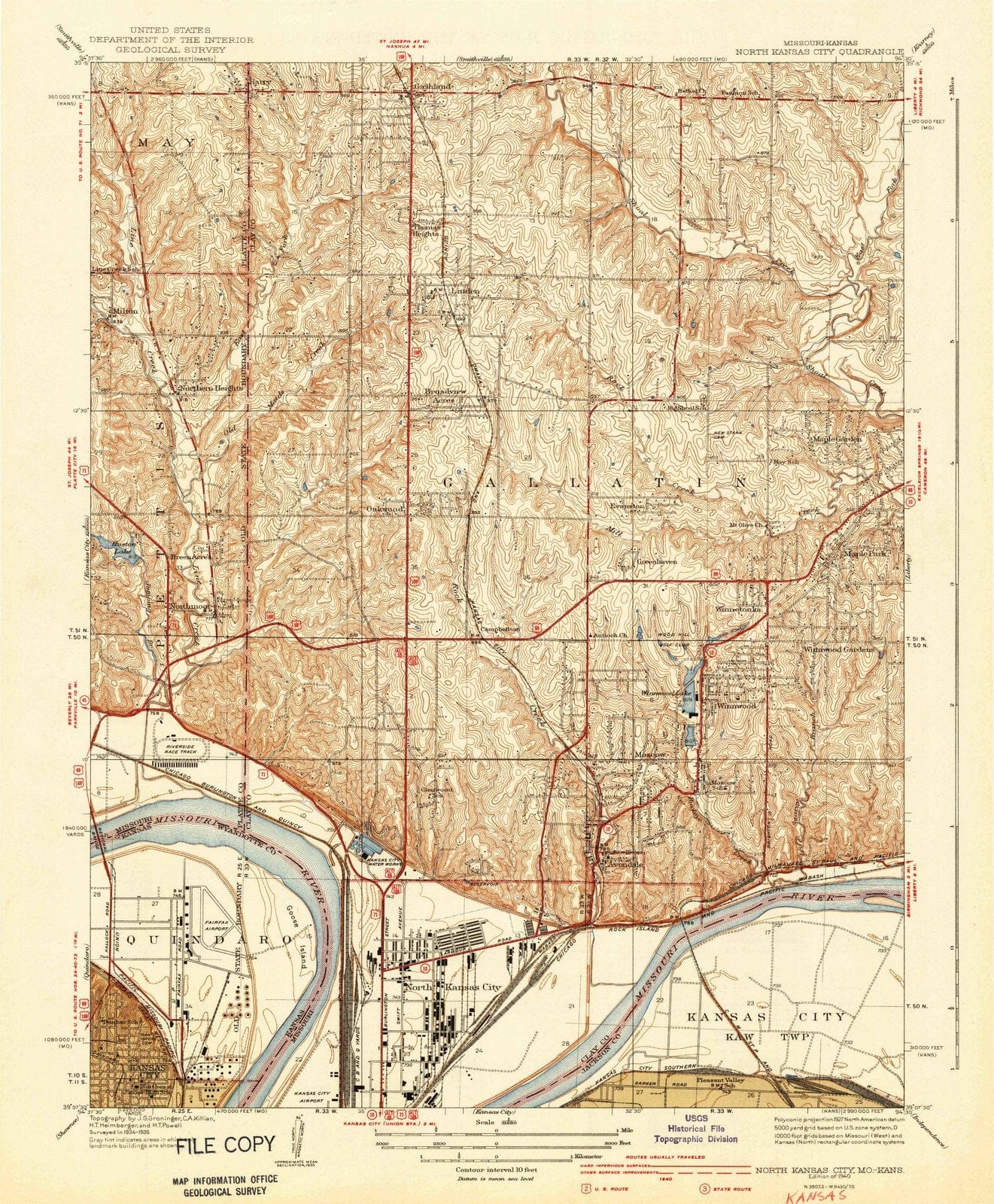 1940 North Kansas City, MO - Missouri - USGS Topographic Map