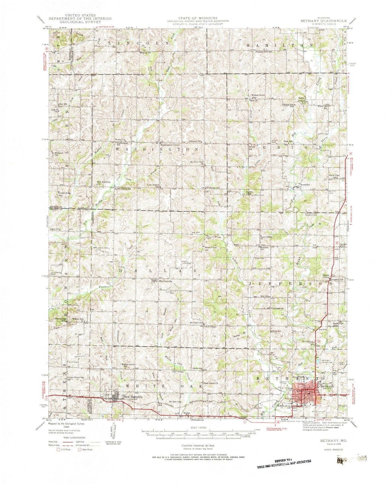 1948 Bethany, MO - Missouri - USGS Topographic Map