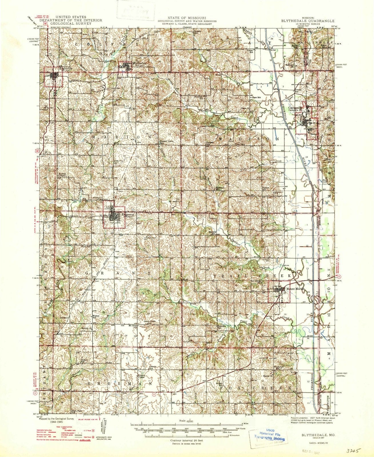 1947 Blythedale, MO - Missouri - USGS Topographic Map