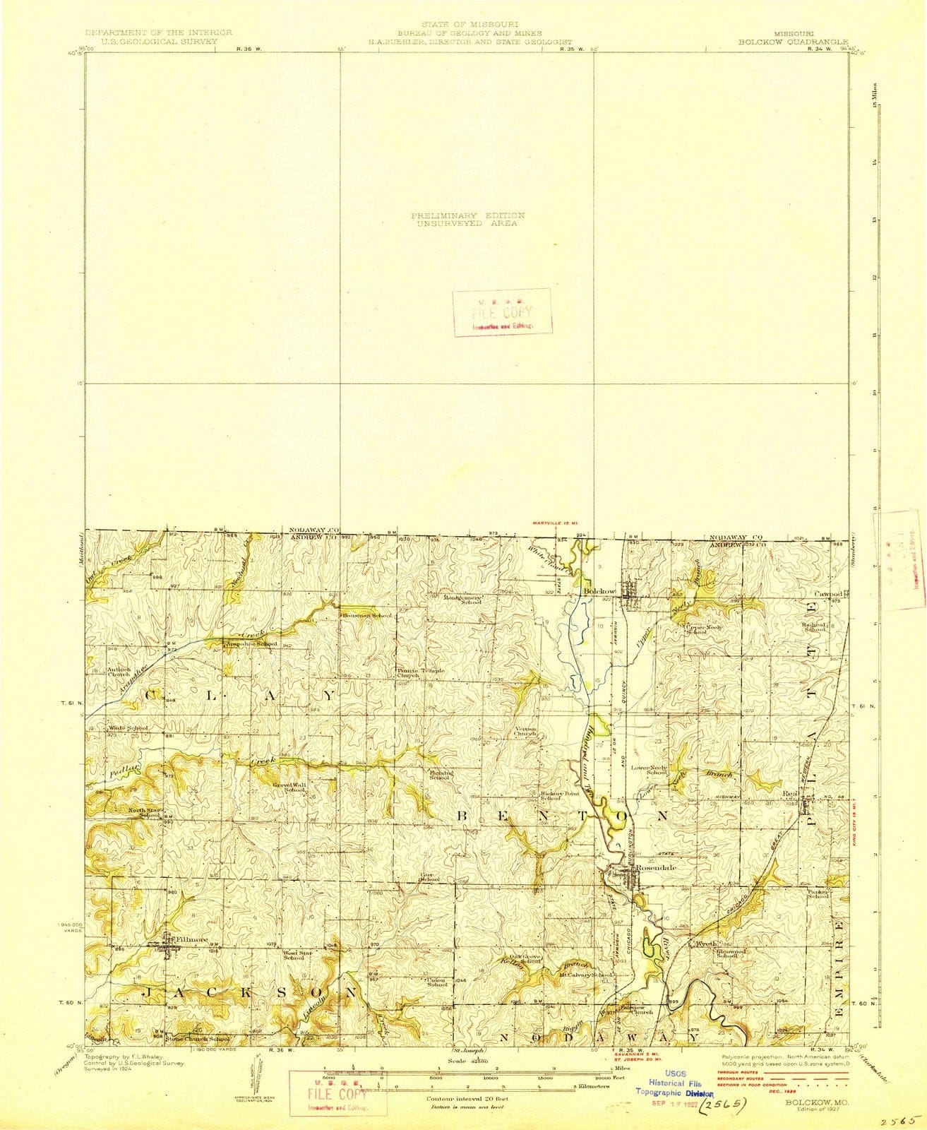1927 Bolckow, MO - Missouri - USGS Topographic Map