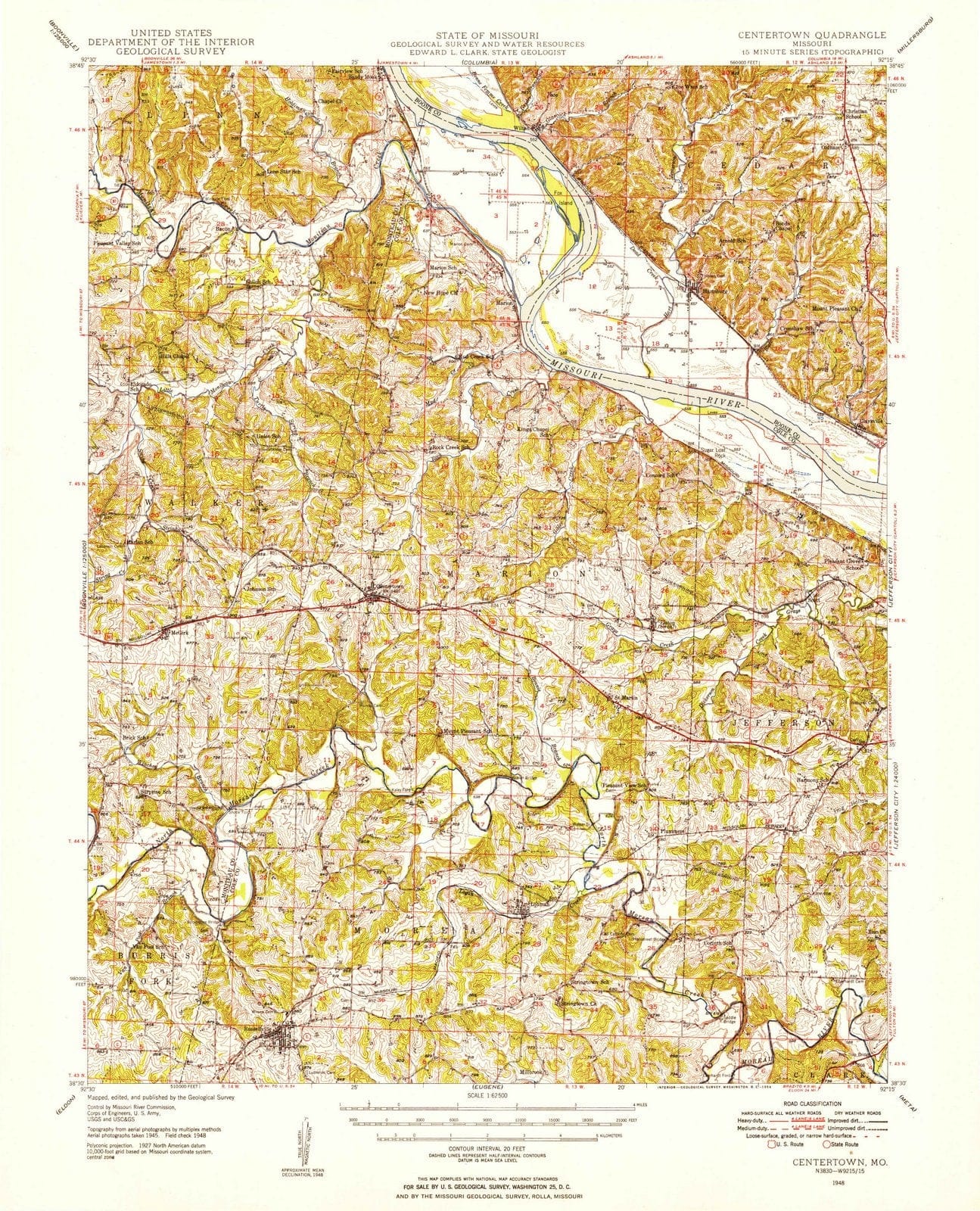 1948 Centertown, MO - Missouri - USGS Topographic Map