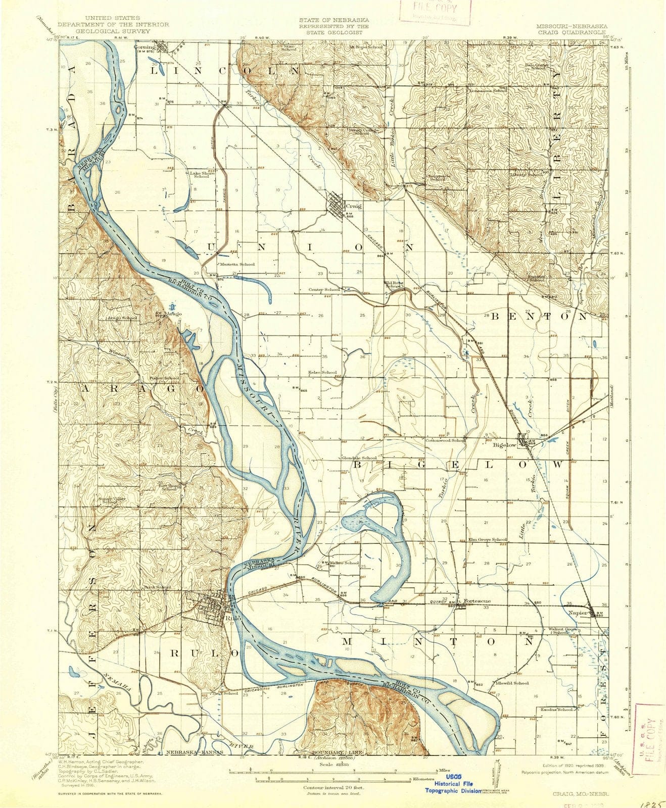 1920 Craig, MO - Missouri - USGS Topographic Map