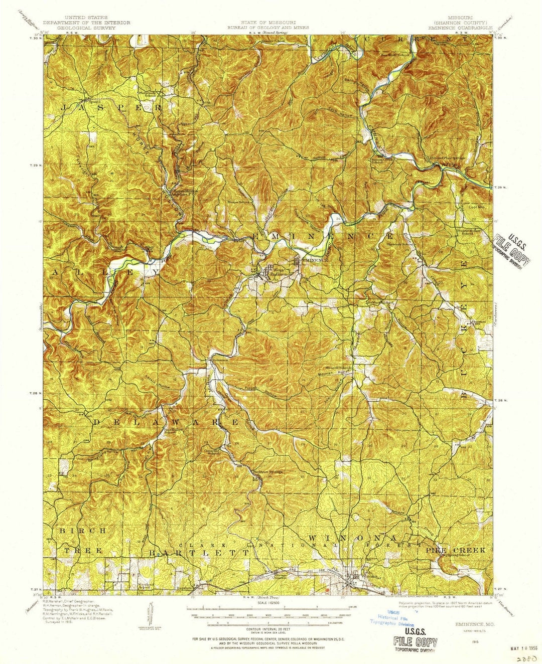 1915 Eminence, MO - Missouri - USGS Topographic Map