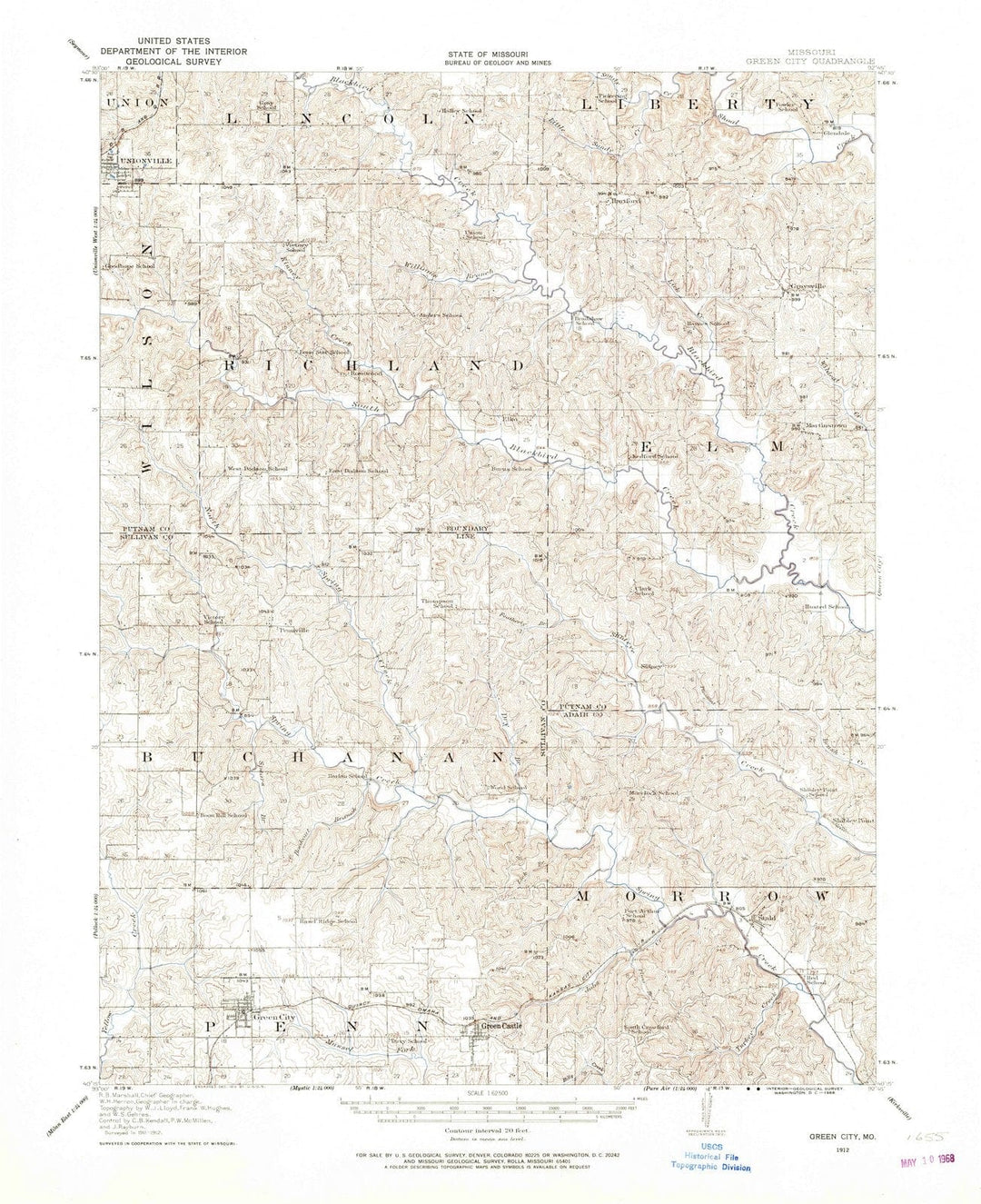 1912 Green City, MO - Missouri - USGS Topographic Map