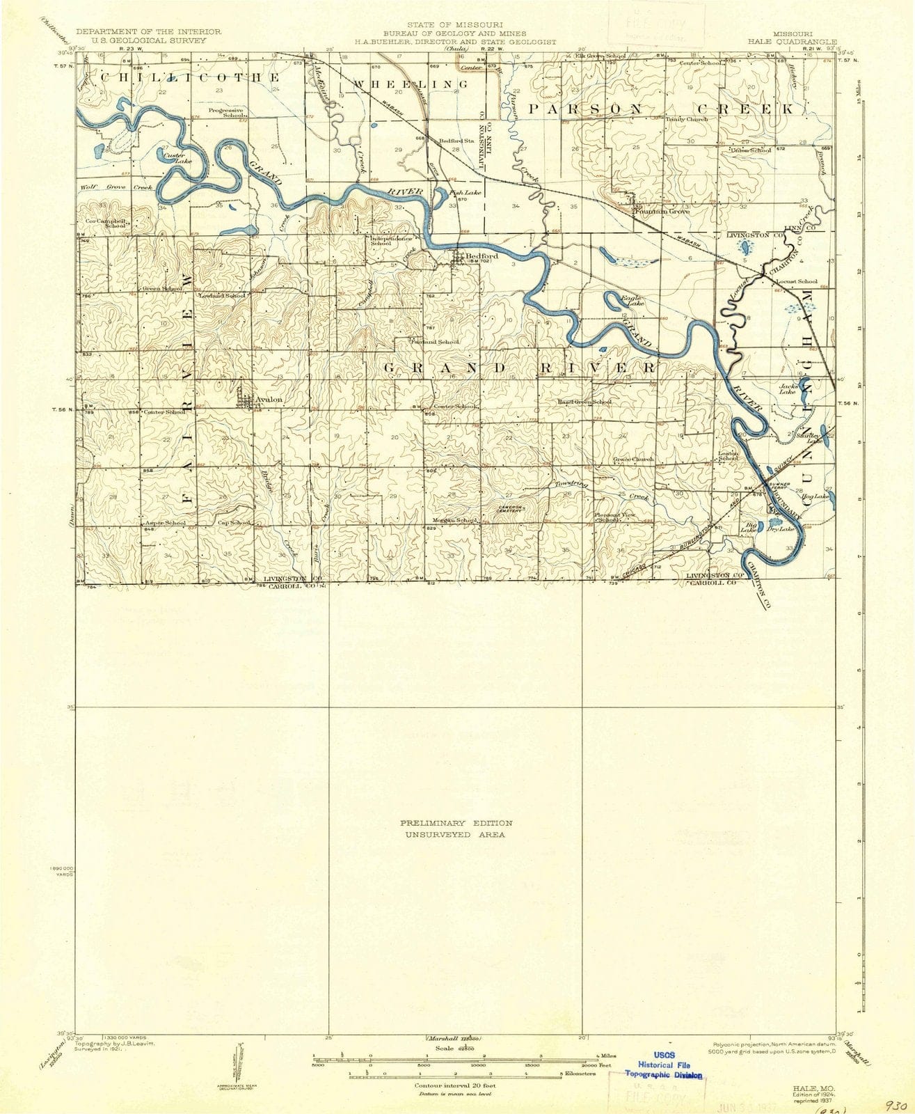 1924 Hale, MO - Missouri - USGS Topographic Map