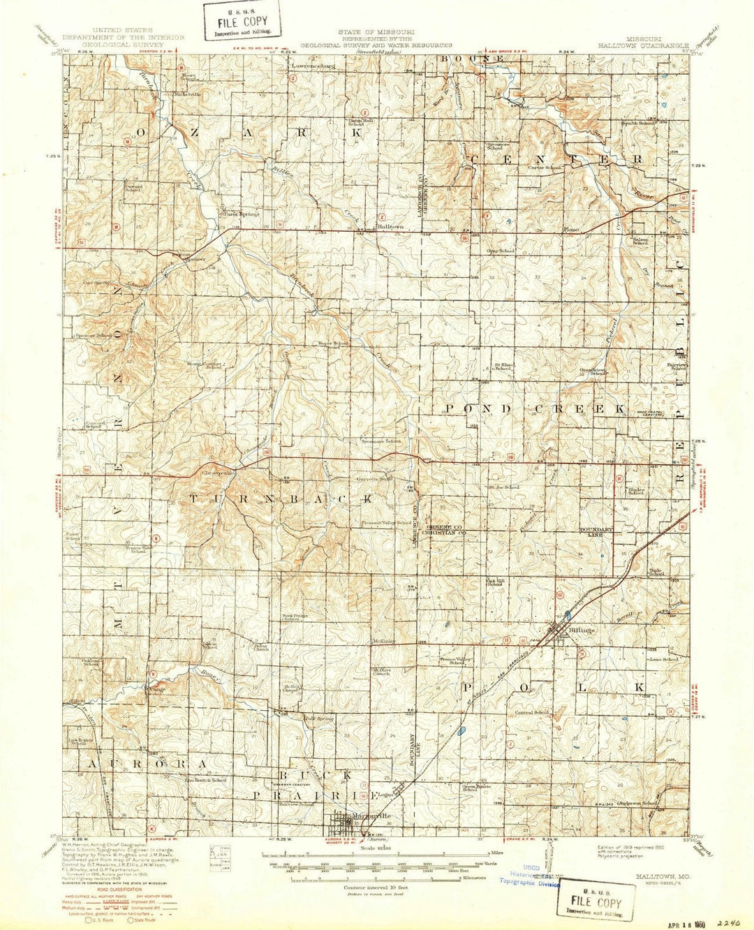 1919 Halltown, MO - Missouri - USGS Topographic Map