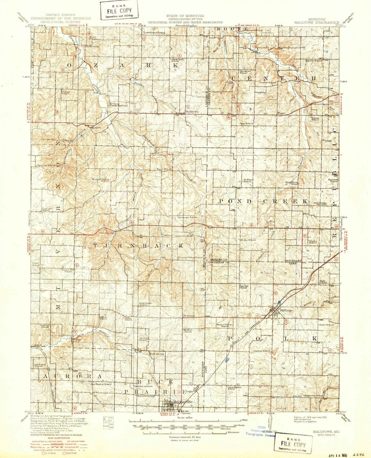 1919 Halltown, MO - Missouri - USGS Topographic Map