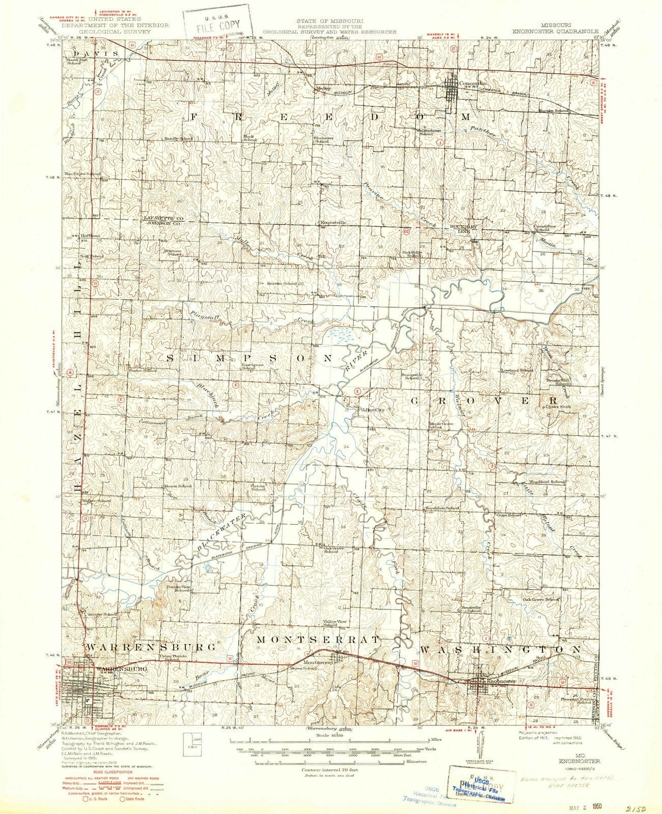1917 Knobnoster, MO - Missouri - USGS Topographic Map