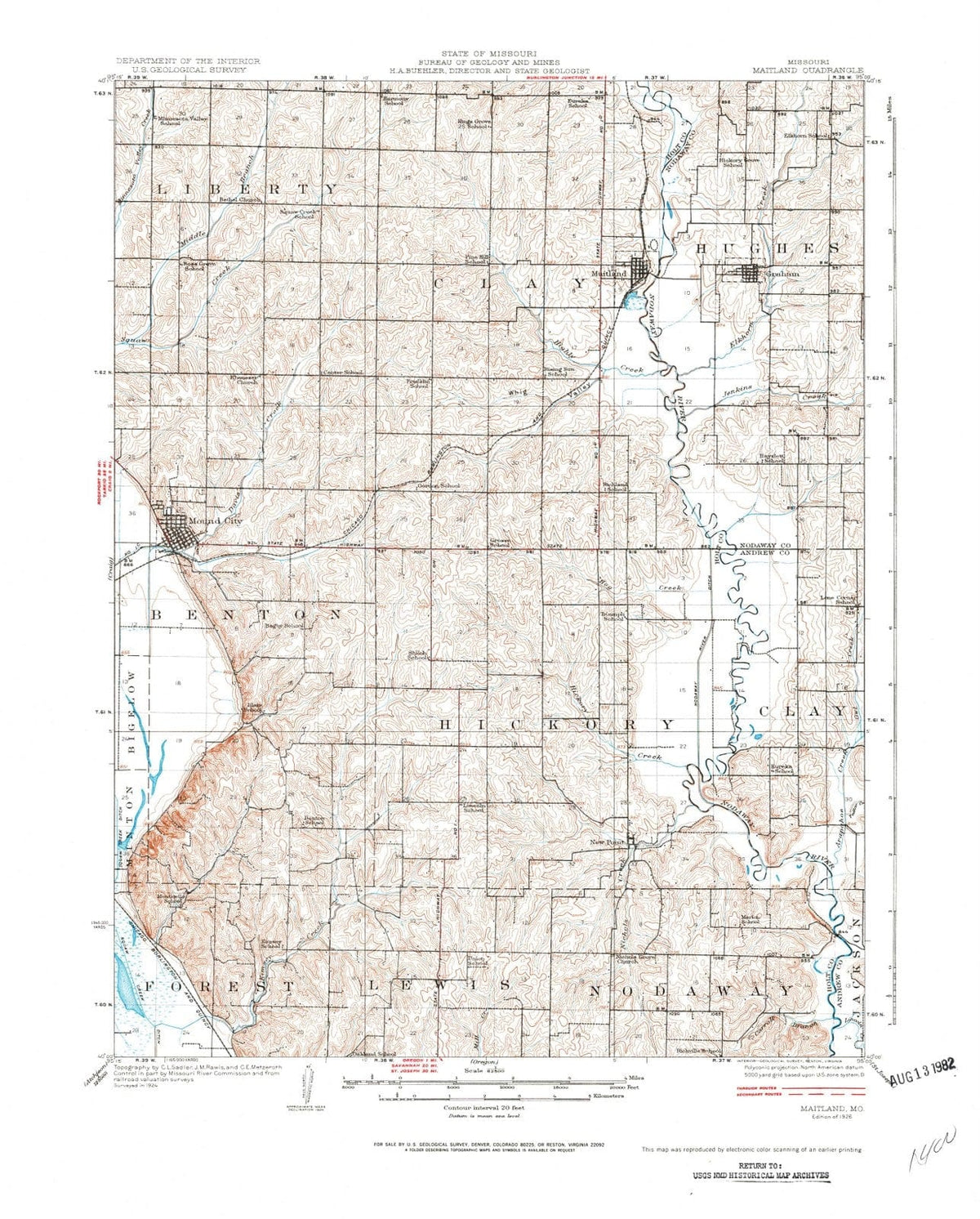 1926 Maitland, MO - Missouri - USGS Topographic Map