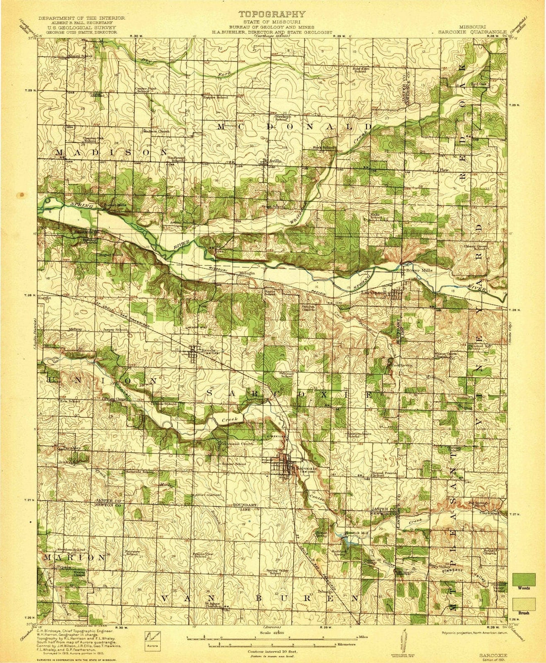 1921 Sarcoxie, MO - Missouri - USGS Topographic Map
