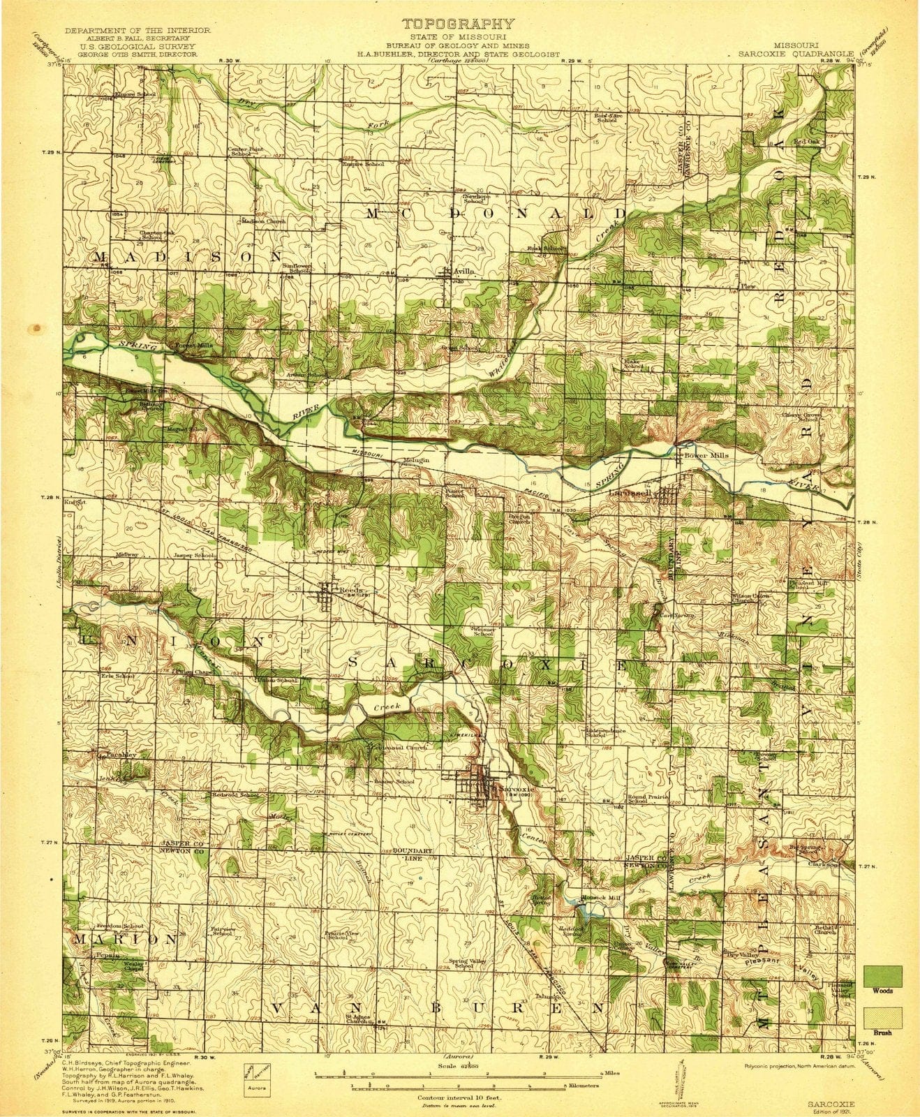 1921 Sarcoxie, MO - Missouri - USGS Topographic Map