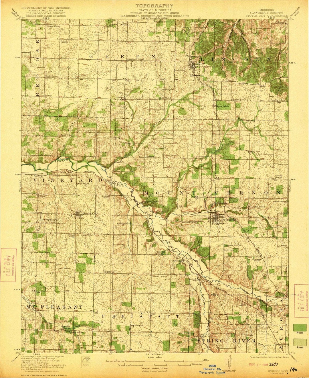 1921 Stotts City, MO - Missouri - USGS Topographic Map